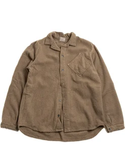 ARGYLE CHEST POCKET SHIRT UNFINISHED WOOL BAIZE COFFEE DYED | Tender Co Fashion