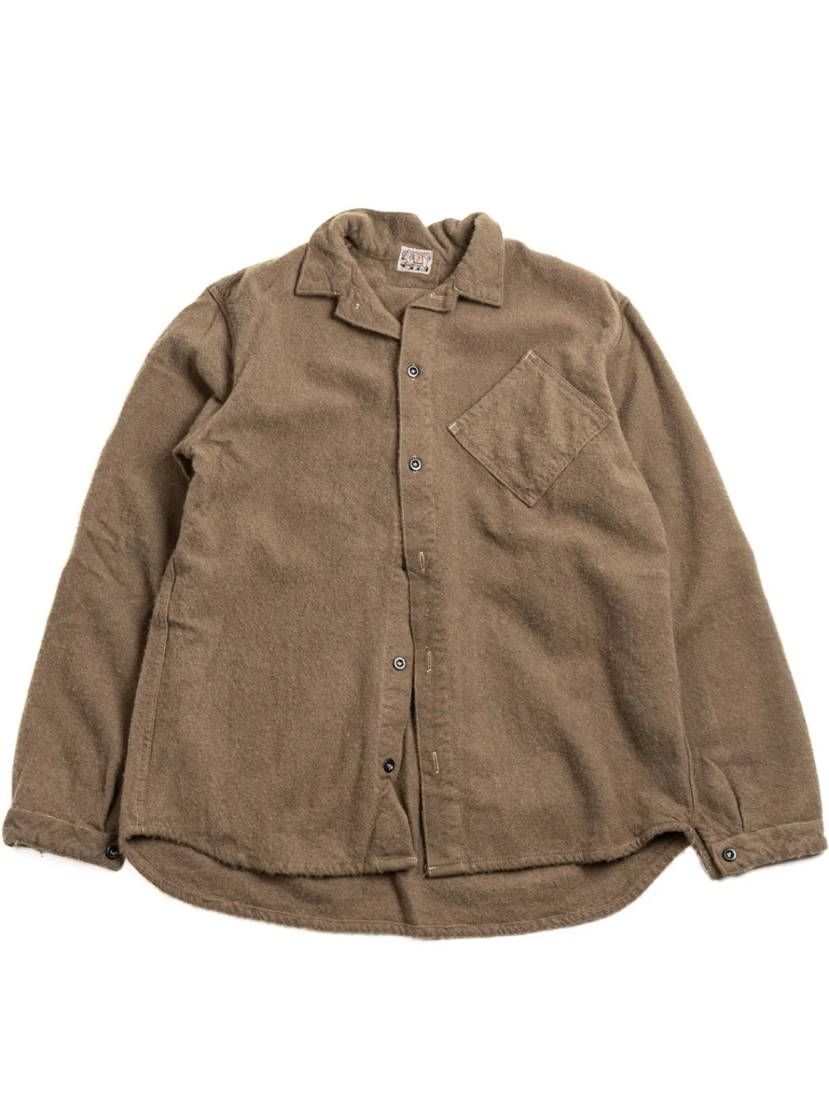 ARGYLE CHEST POCKET SHIRT UNFINISHED WOOL BAIZE COFFEE DYED | Tender Co Fashion