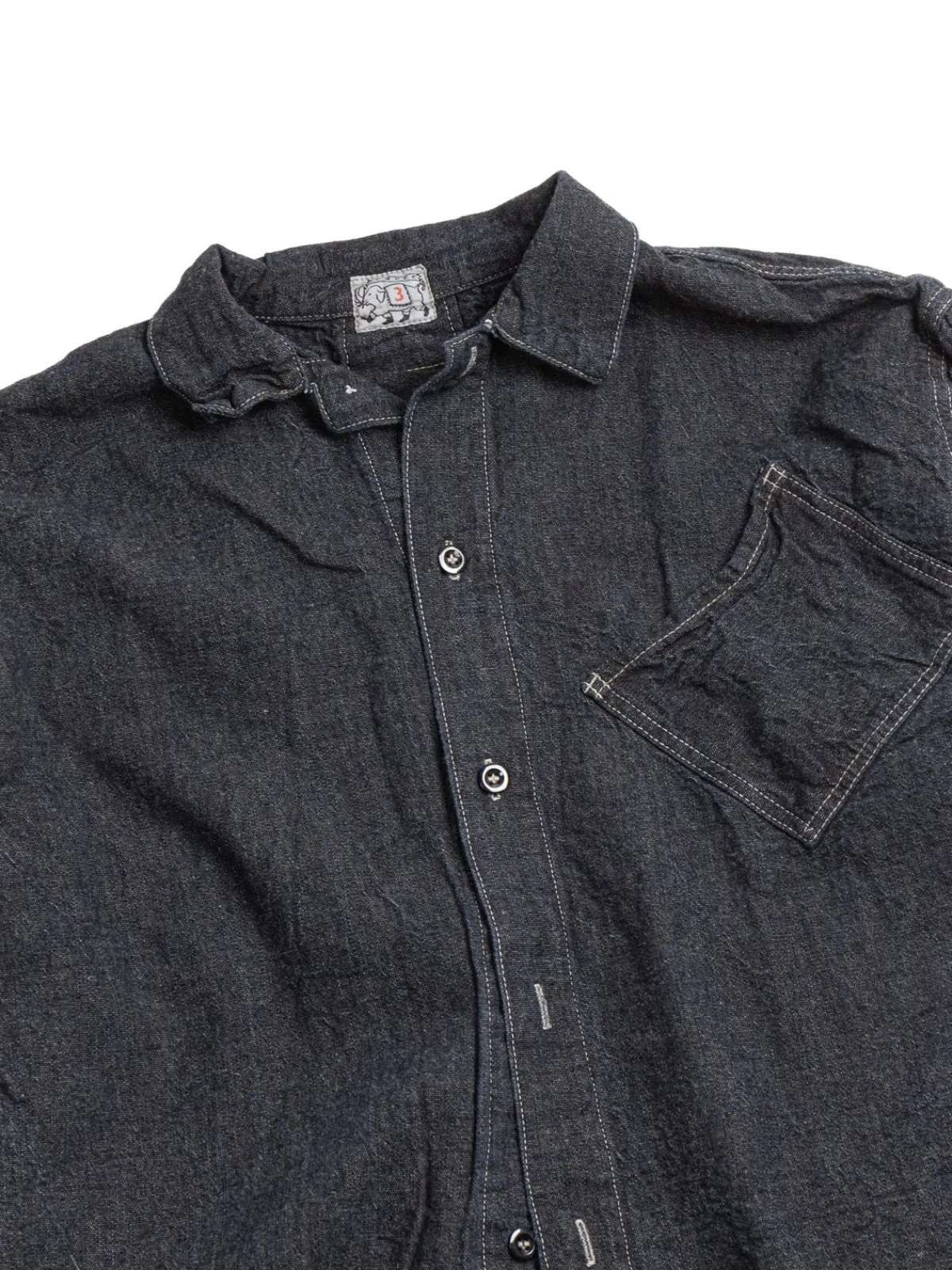 ARGYLE CHEST POCKET SHIRT INDIGO CHAMBRAY COTTON TOTE CLOTH RINSED | Tender Co Hot
