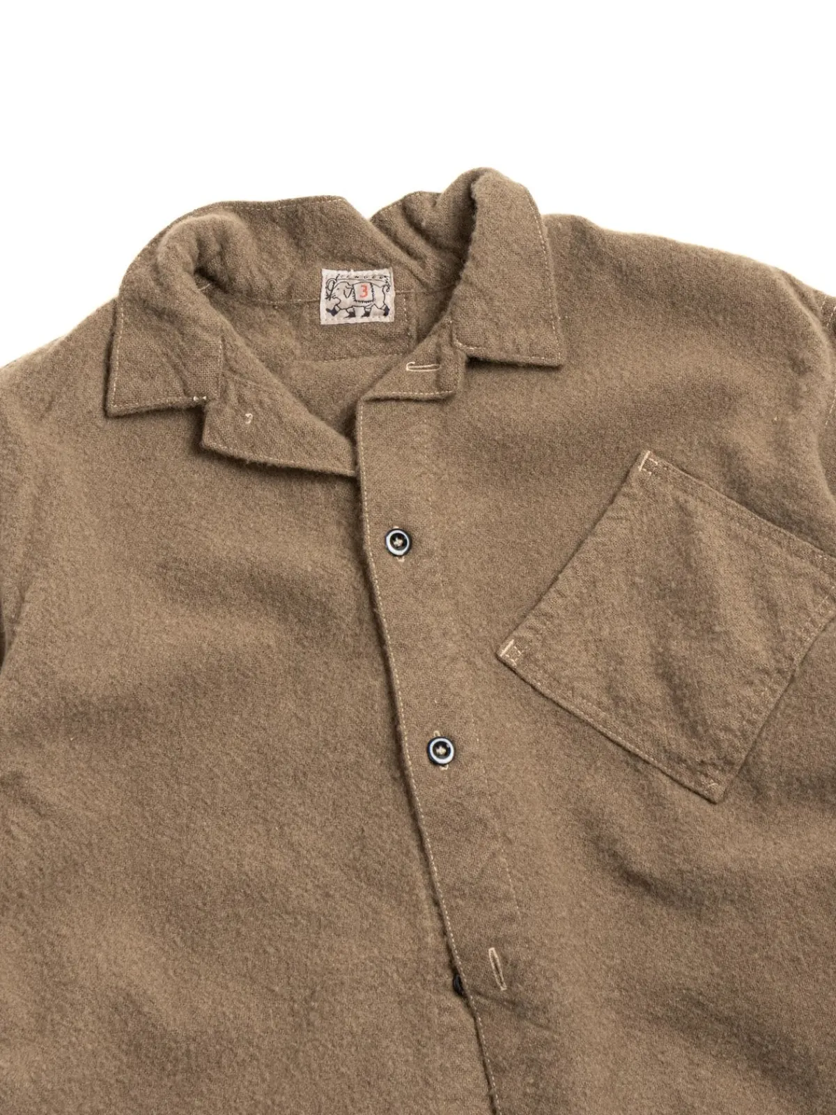 ARGYLE CHEST POCKET SHIRT UNFINISHED WOOL BAIZE COFFEE DYED | Tender Co Fashion