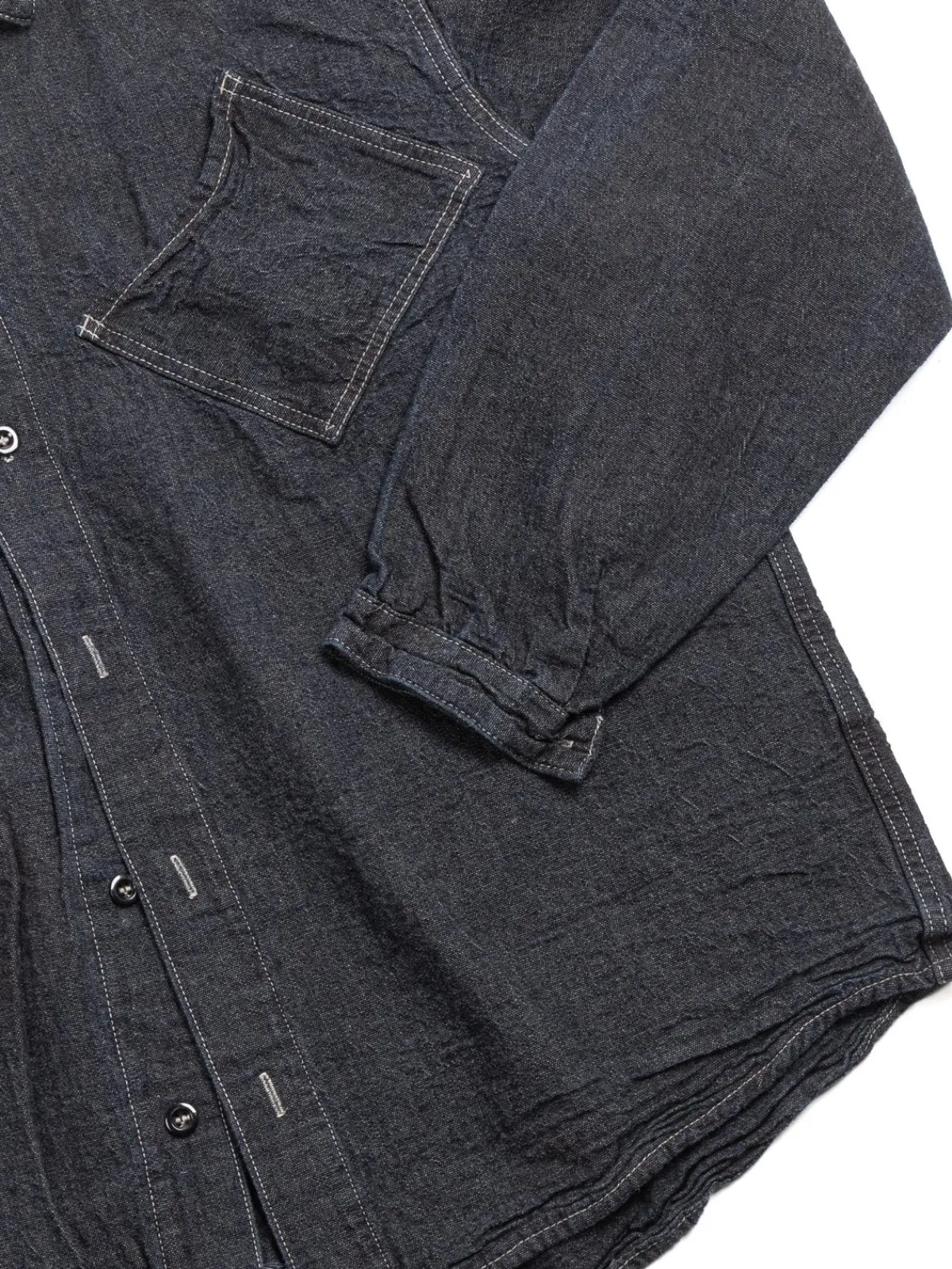 ARGYLE CHEST POCKET SHIRT INDIGO CHAMBRAY COTTON TOTE CLOTH RINSED | Tender Co Hot