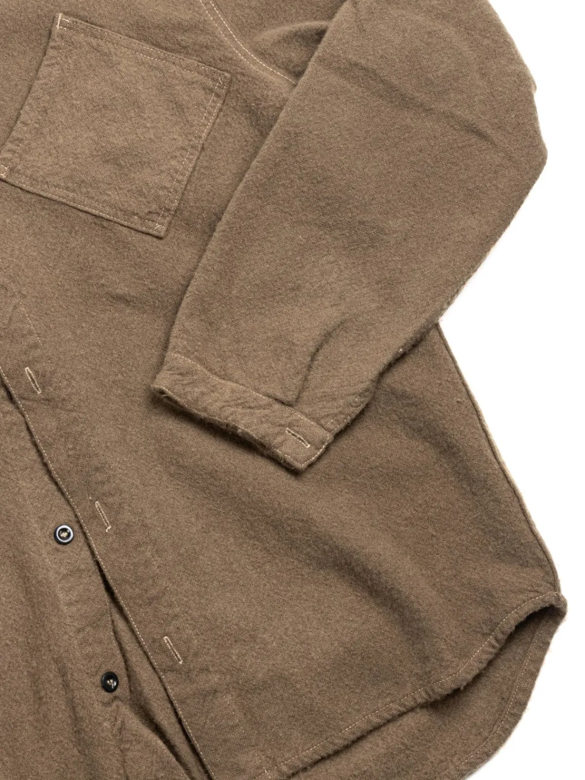 ARGYLE CHEST POCKET SHIRT UNFINISHED WOOL BAIZE COFFEE DYED | Tender Co Fashion