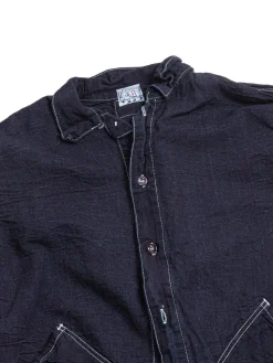 ARGYLE HAND POCKET SHIRT DOUBLE INDIGO COTTON TOTE CLOTH RINSED | Tender Co Shop