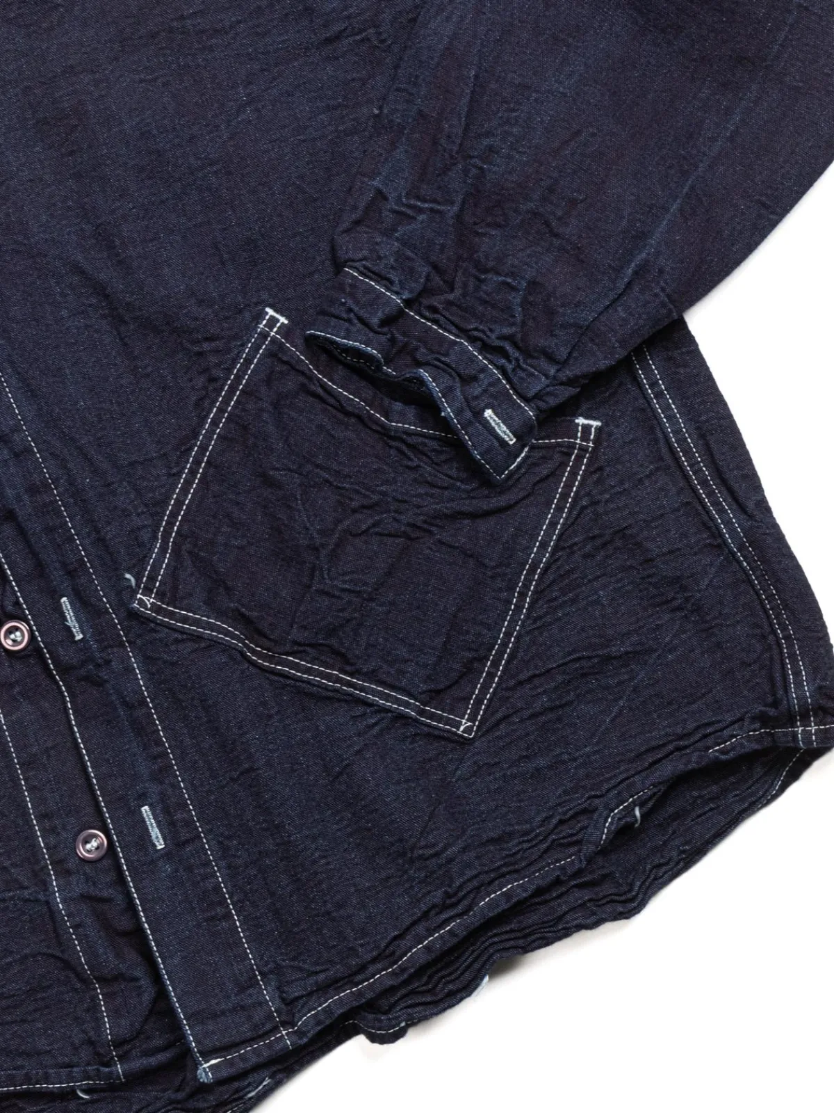 ARGYLE HAND POCKET SHIRT DOUBLE INDIGO COTTON TOTE CLOTH RINSED | Tender Co Shop