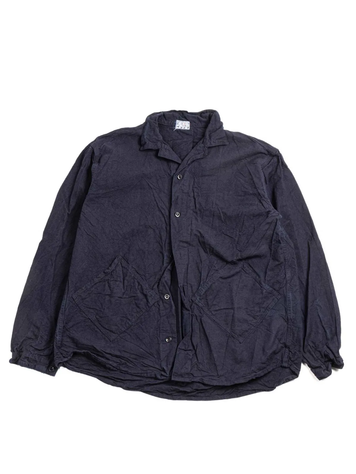 ARGYLE HAND POCKET SHIRT DOUBLE INDIGO COTTON TOTE CLOTH RINSED | Tender Co Shop