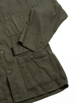 BA SHIRT JACKET OLIVE SOLID POLY WOOL FLANNEL | Engineered Garments Outlet