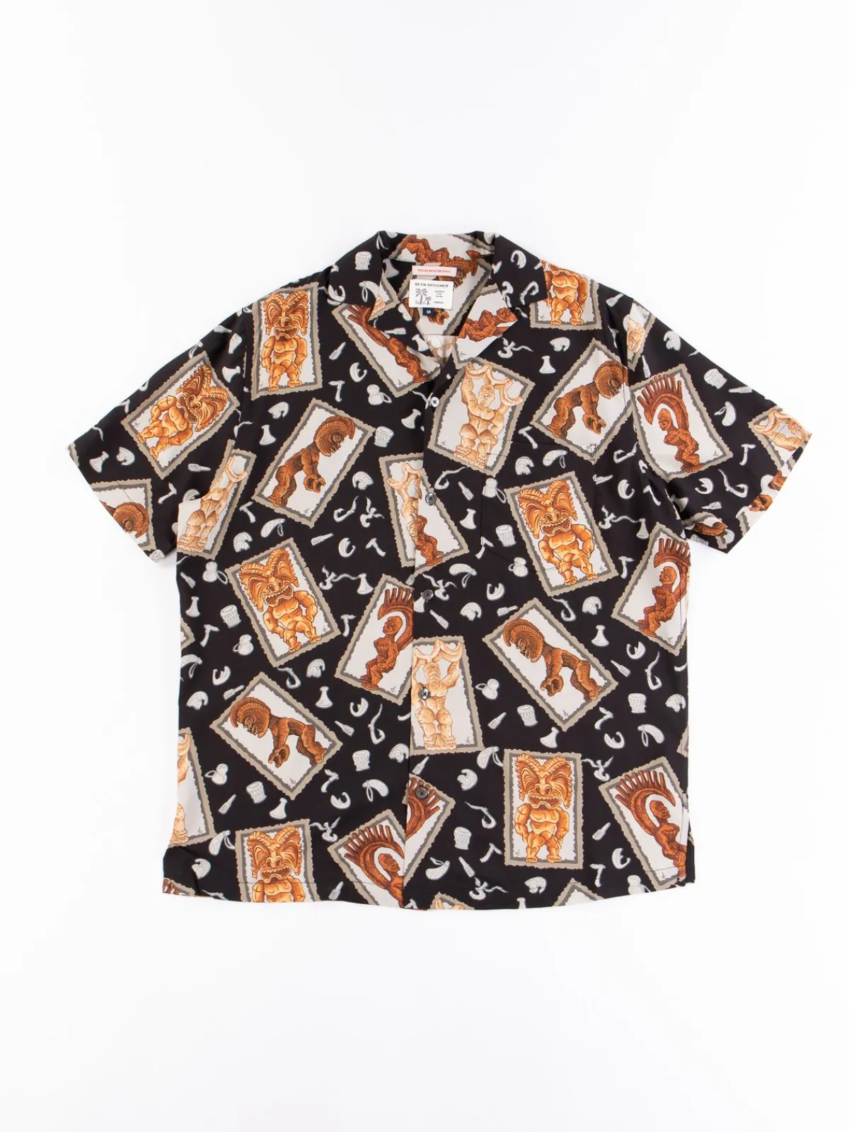 Black Hawaiian Tikis Rayon Camp Shirt | Reyn Spooner For The Bureau Flash Sale