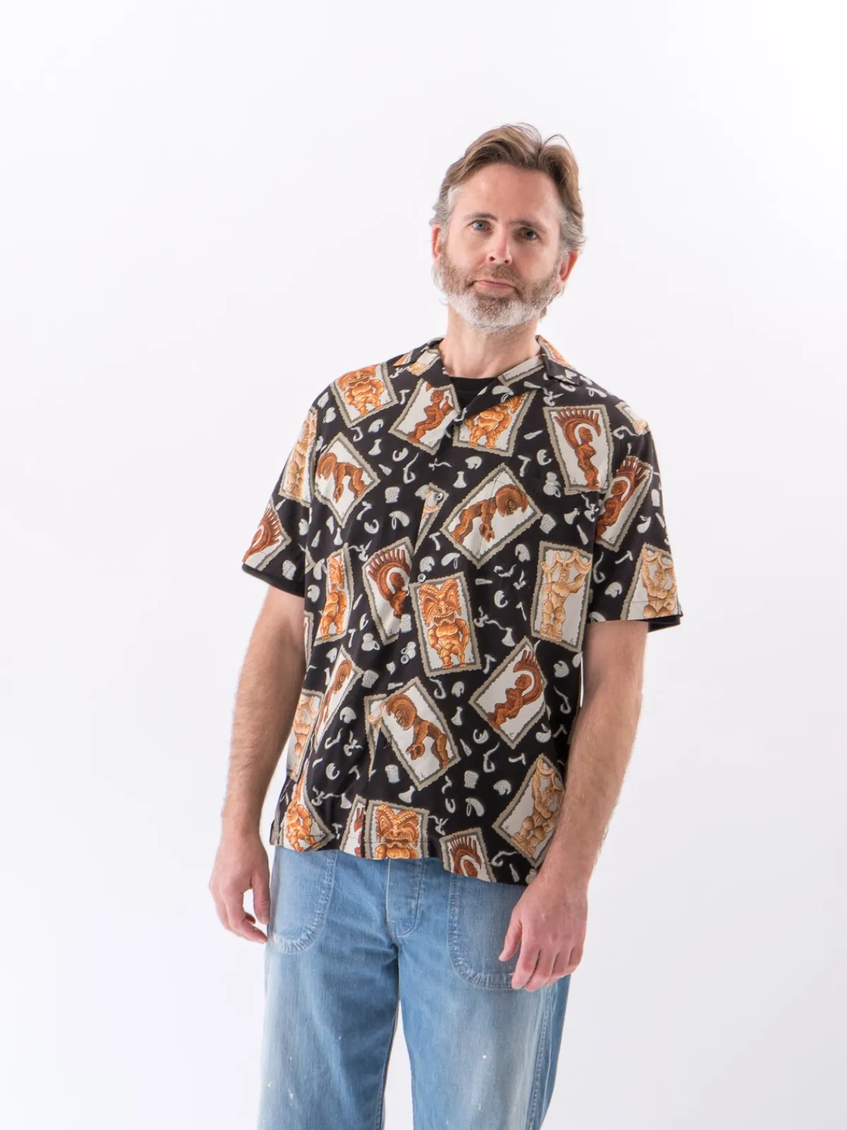 Black Hawaiian Tikis Rayon Camp Shirt | Reyn Spooner For The Bureau Flash Sale
