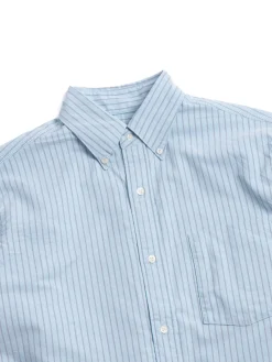 BUTTON DOWN STRIPE WIND SHIRT SAX | Nanamica Clearance
