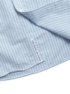 BUTTON DOWN STRIPE WIND SHIRT SAX | Nanamica Clearance