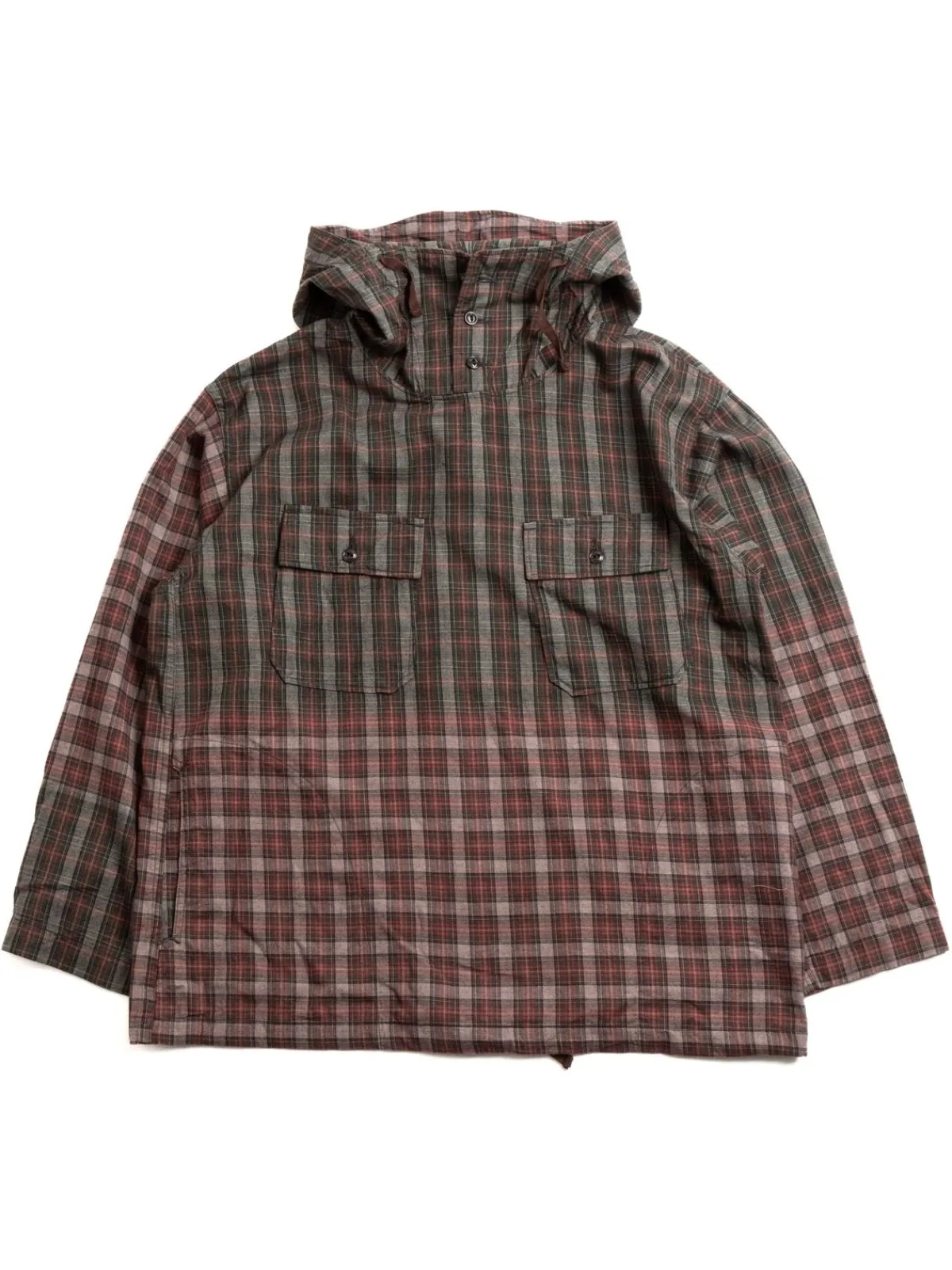CAGOULE SHIRT OLIVE RED COTTON SMOKEY PLAID | Engineered Garments Fashion