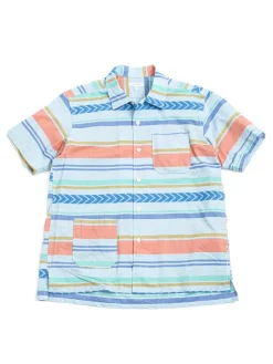 CAMP SHIRT BLUE HORIZONTAL MULTI STRIPE | Engineered Garments Shop