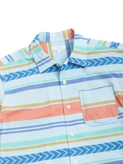 CAMP SHIRT BLUE HORIZONTAL MULTI STRIPE | Engineered Garments Shop