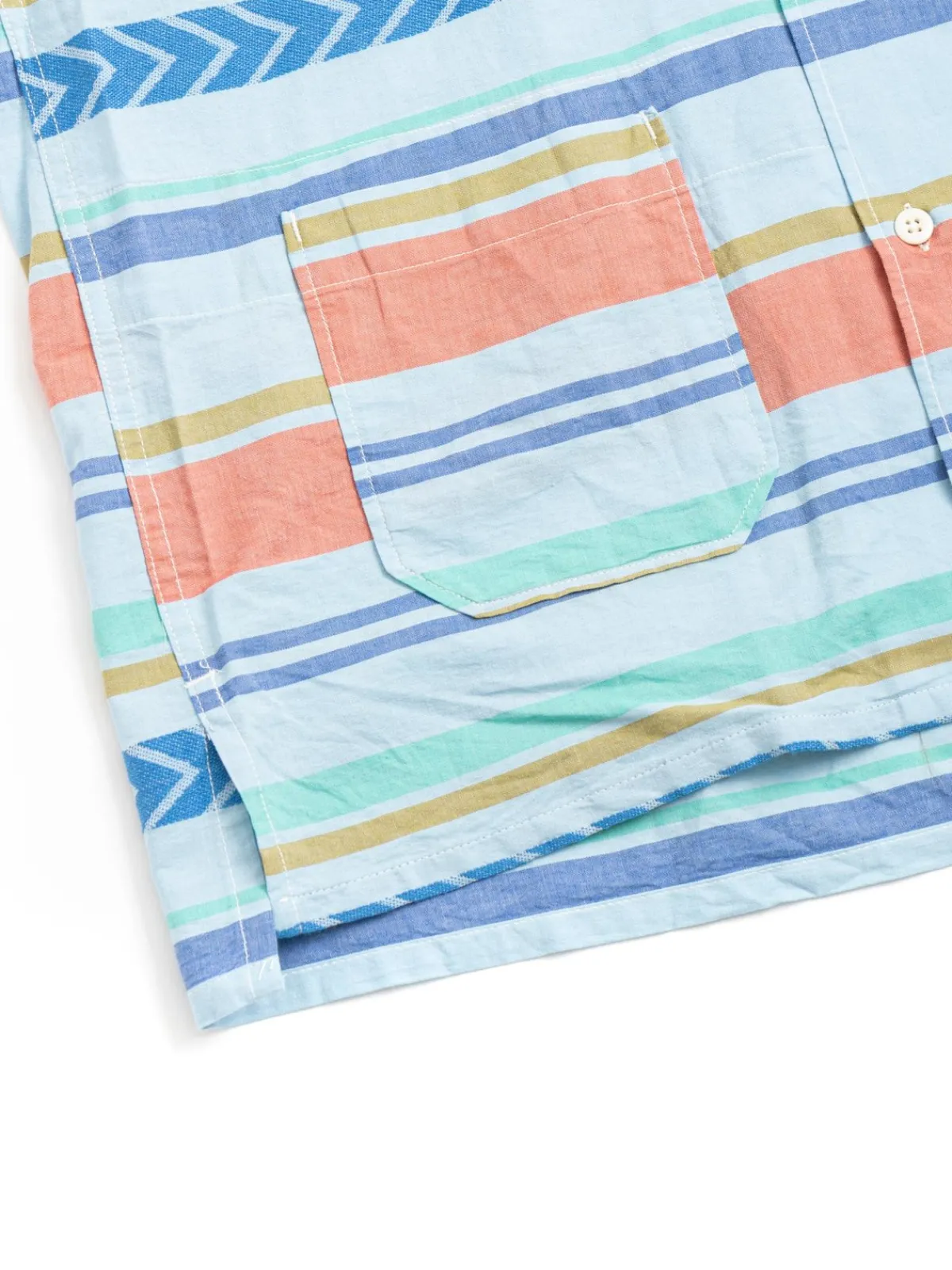 CAMP SHIRT BLUE HORIZONTAL MULTI STRIPE | Engineered Garments Shop