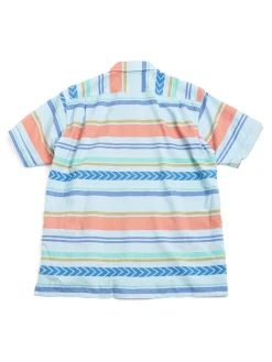 CAMP SHIRT BLUE HORIZONTAL MULTI STRIPE | Engineered Garments Shop