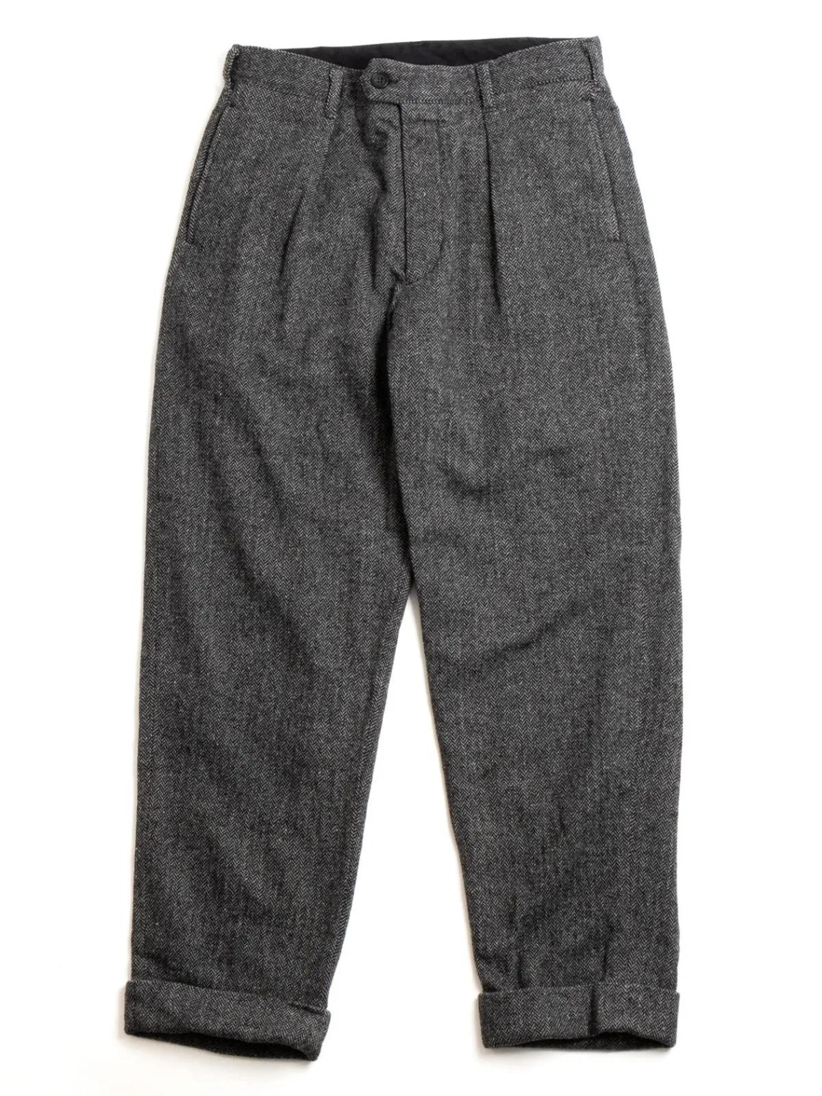 CARLYLE PANT GREY POLY WOOL HERRINGBONE | Engineered Garments Outlet