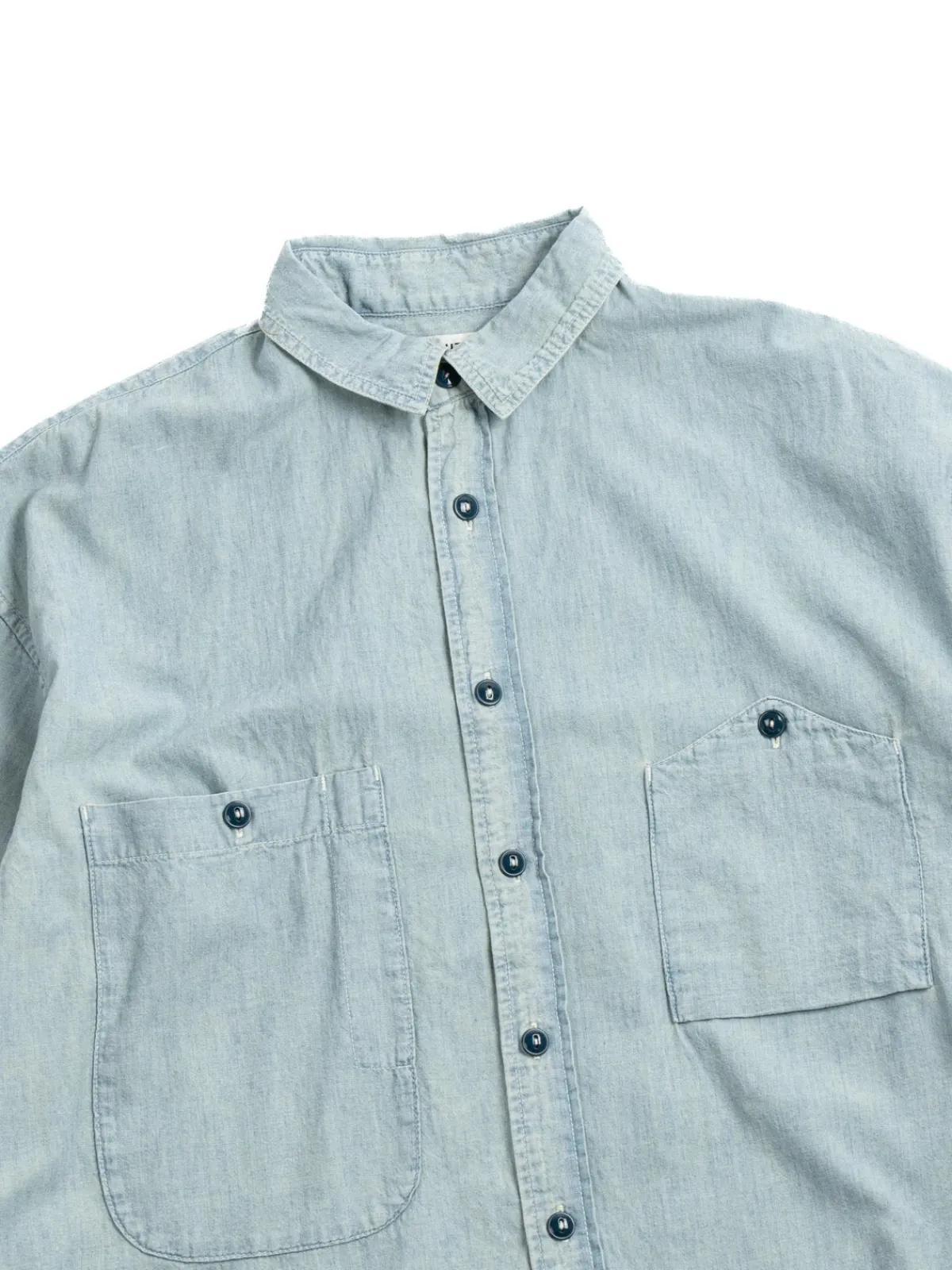 CHAMBRAY BIG POCKET WORK SHIRT (USED WASH) | H.UNIT New