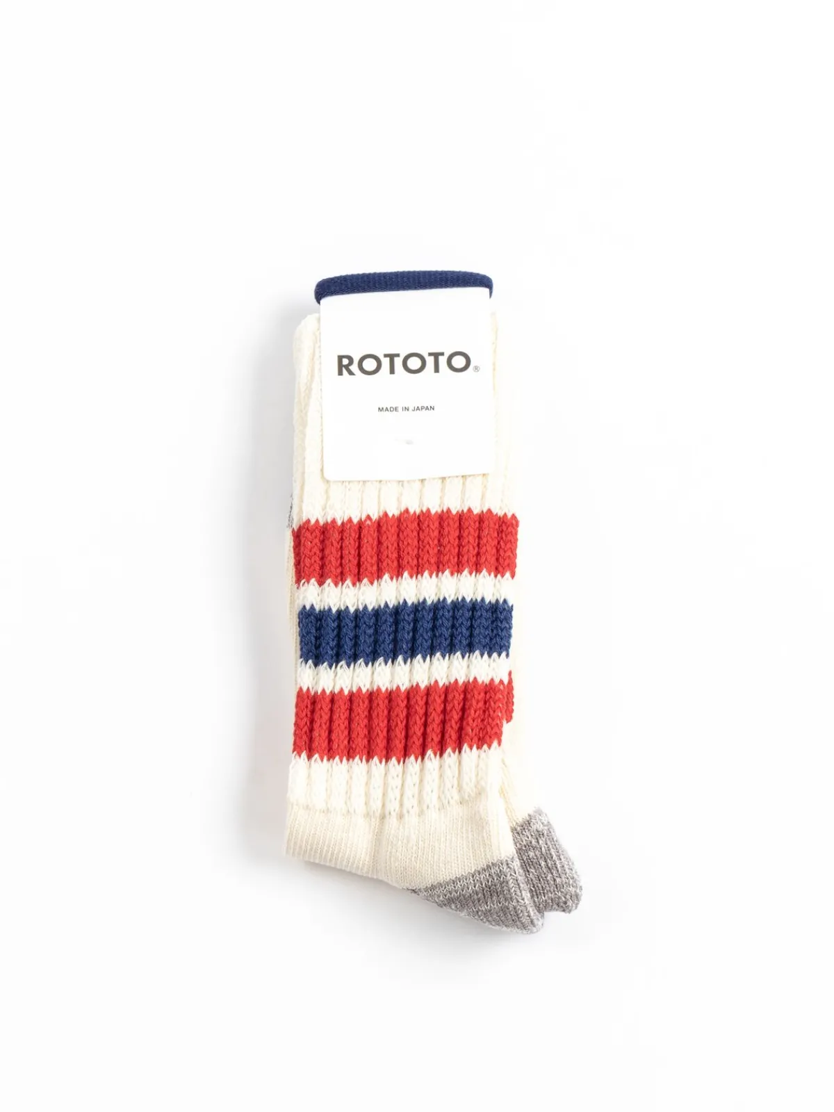 COARSE RIBBED OLDSCHOOL CREW SOCKS CHILI RED / BLUE | RoToTo Cheap