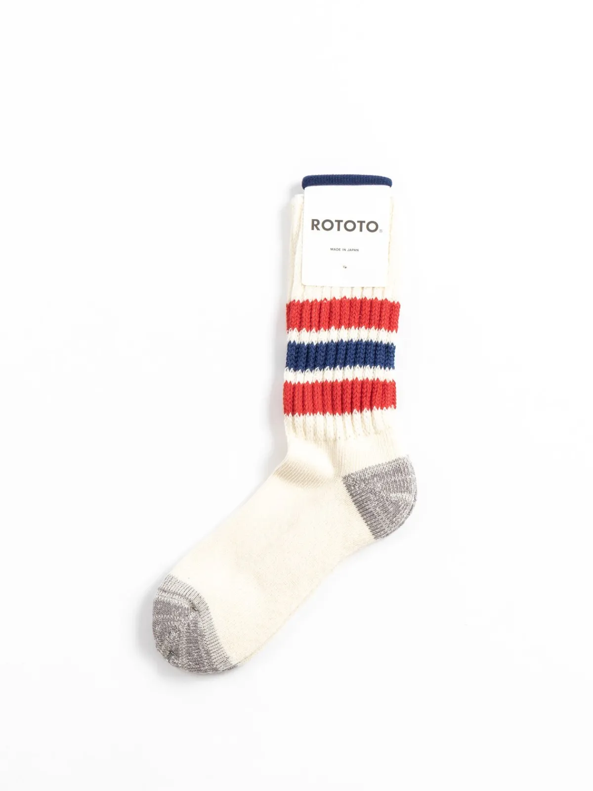 COARSE RIBBED OLDSCHOOL CREW SOCKS CHILI RED / BLUE | RoToTo Cheap
