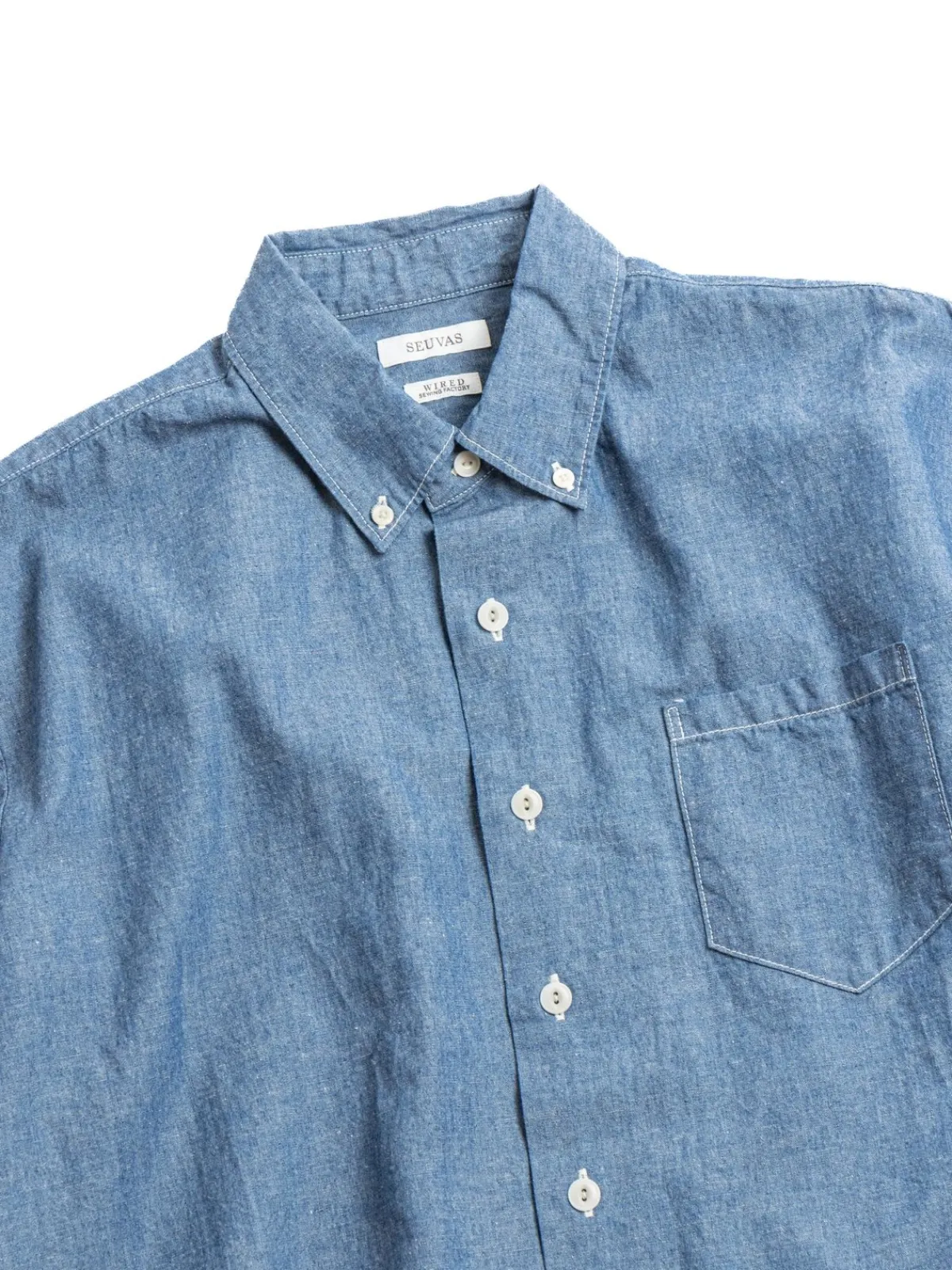 COTTON LINEN CHAMBRAY BD SHIRT INDIGO | SEUVAS New