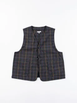 Dark Brown Polyester Rayon Glen Plaid Upland Vest | Engineered Garments Cheap