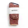 DOUBLE FACE CREW SOCKS MERINO WOOL & ORGANIC COTTON D.RED / BROWN | RoToTo Sale