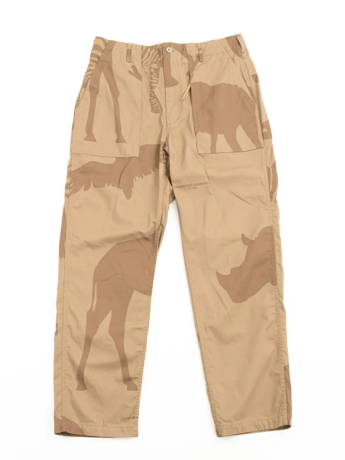 FATIGUE PANT KHAKI ANIMAL PRINT COTTON FLAT TWILL | Engineered Garments Online
