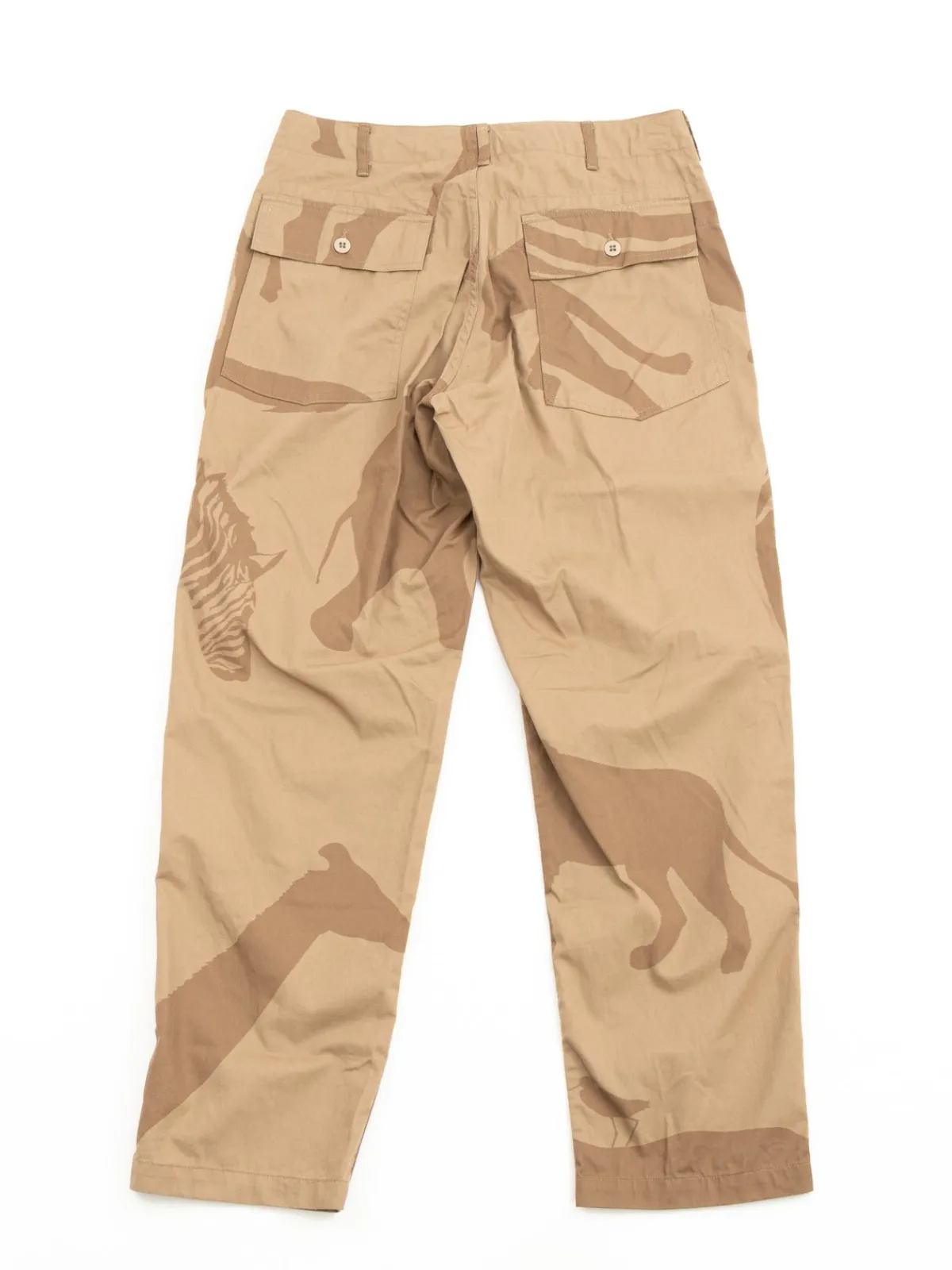 FATIGUE PANT KHAKI ANIMAL PRINT COTTON FLAT TWILL | Engineered Garments Online