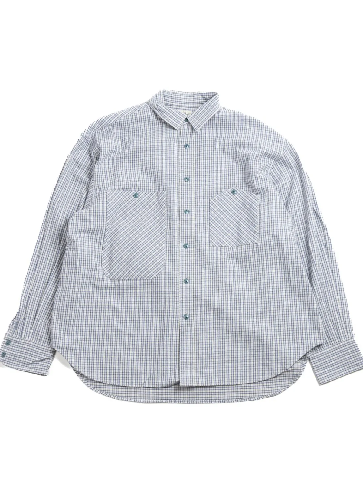 FLANNEL CHECK BIG POCKET WORK SHIRT BLUE | H.UNIT Shop