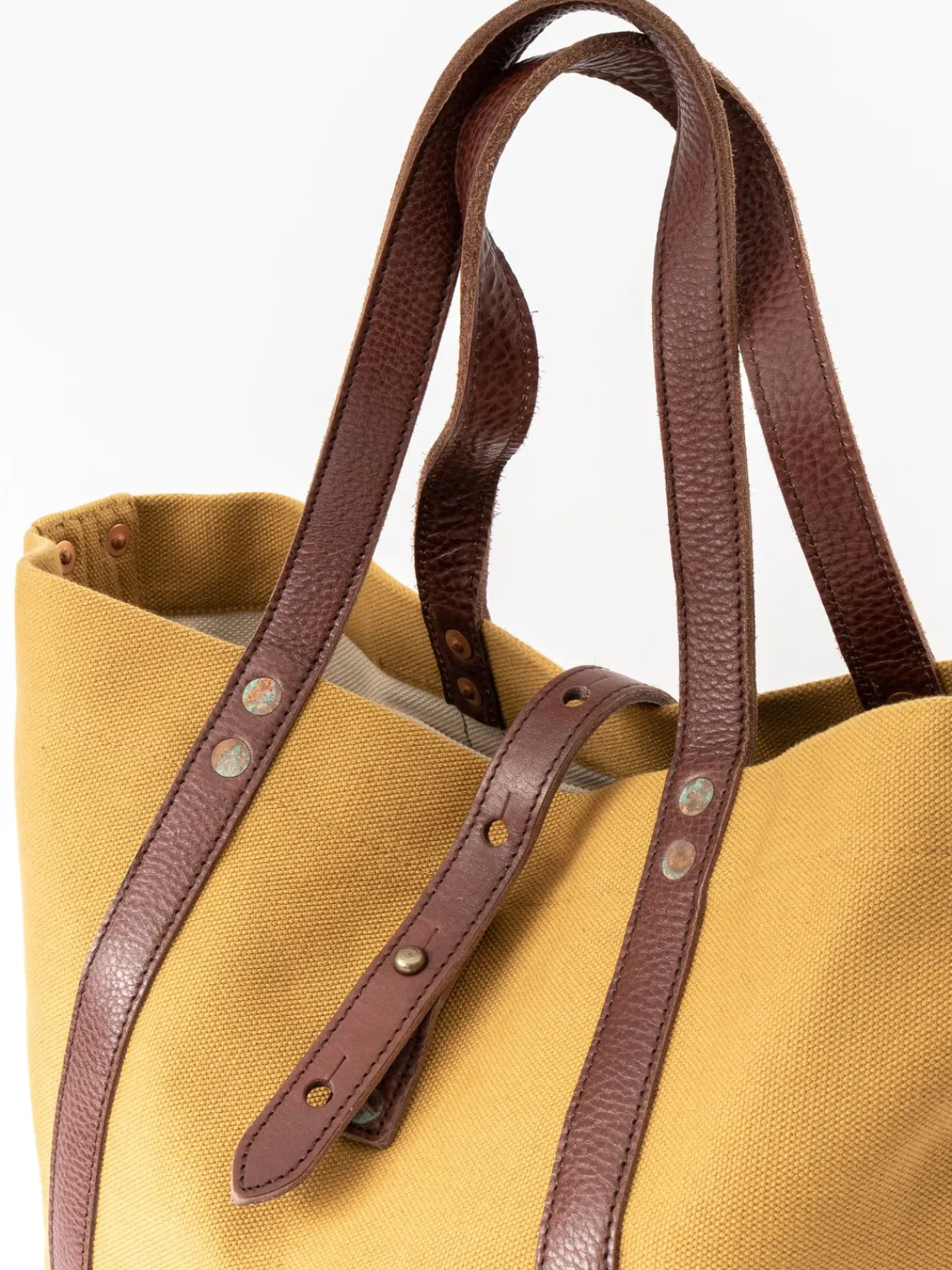 LOT 5220 LEATHER / CANVAS TOTE BAG D.BEIGE PRINTED | Warehouse & Co Store