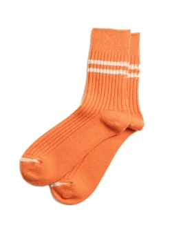 MERINO LAMBS WOOL STRIPE SOCKS ORANGE | RoToTo Sale