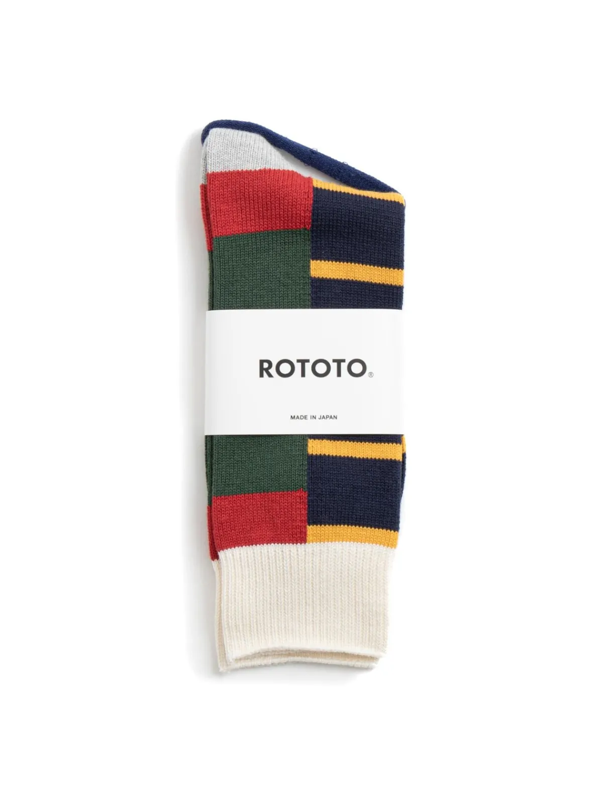 MULTI RUGGER PATTERN CREW SOCKS RED/GRN/GRY | RoToTo Best Sale