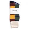 MULTI RUGGER PATTERN CREW SOCKS BUR/YEL/BLK | RoToTo New