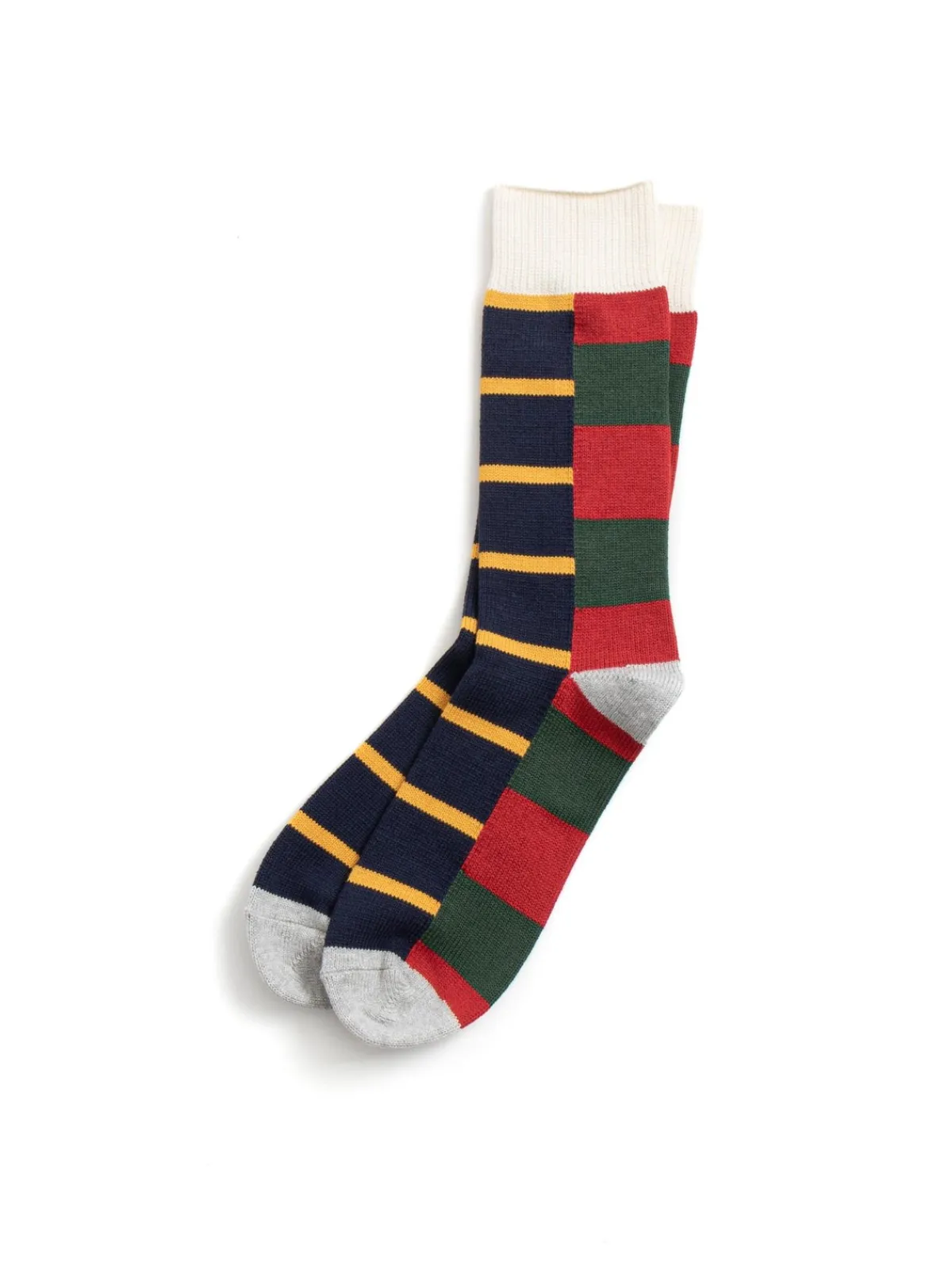MULTI RUGGER PATTERN CREW SOCKS RED/GRN/GRY | RoToTo Best Sale