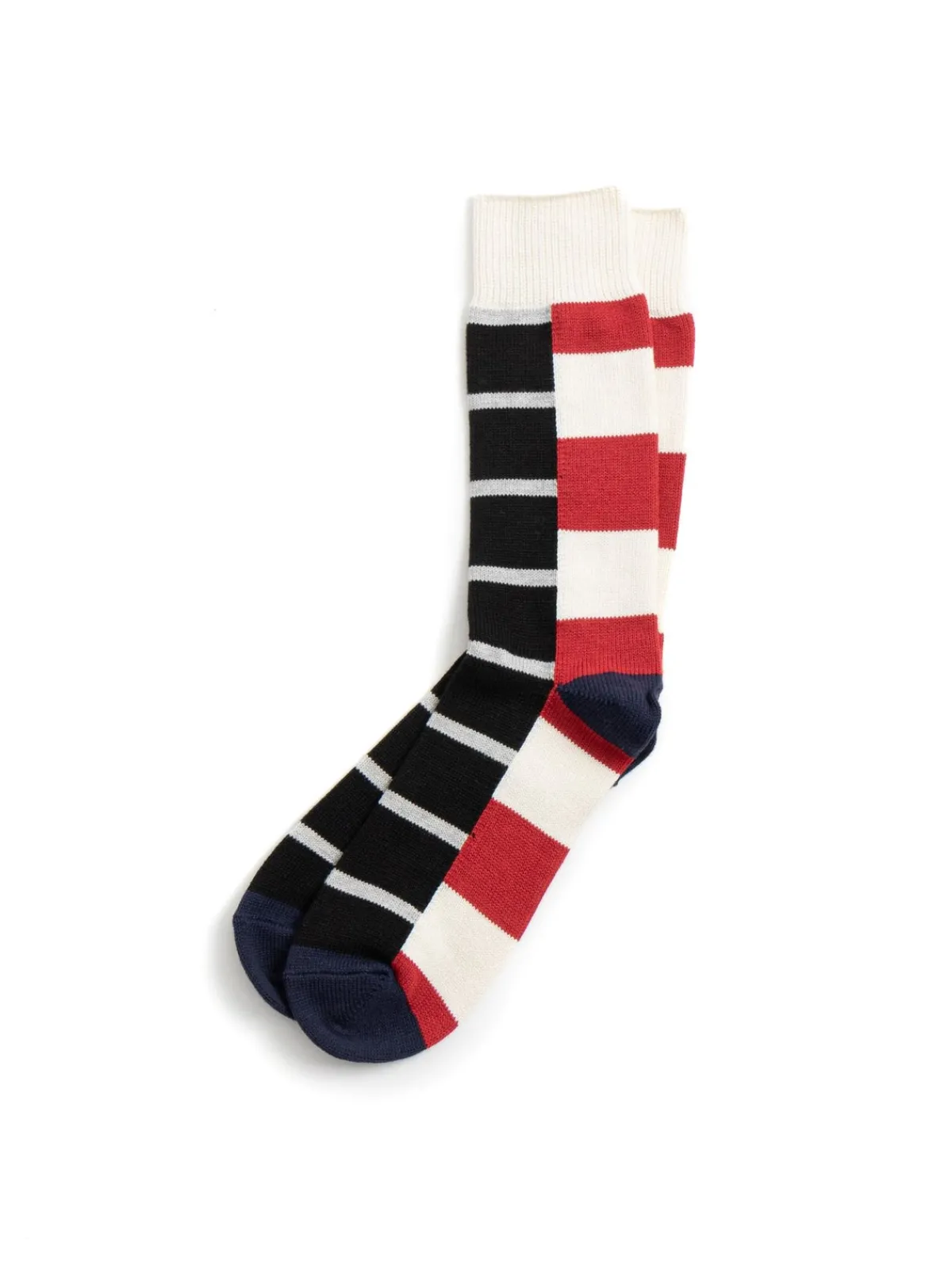 MULTI RUGGER PATTERN CREW SOCKS RED/WHT/NVY | RoToTo Cheap