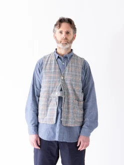 Navy/Green/Orange CP Glen Plaid Upland Vest | Engineered Garments Hot