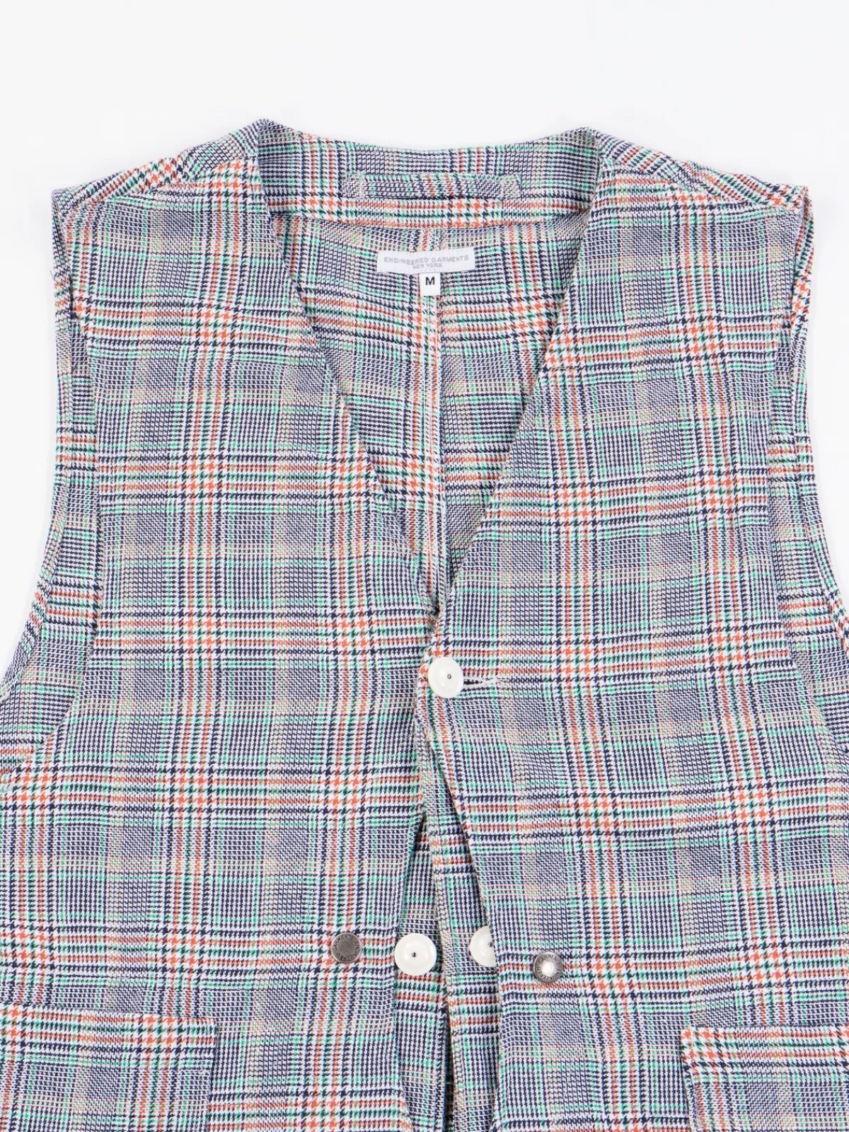 Navy/Green/Orange CP Glen Plaid Upland Vest | Engineered Garments Hot