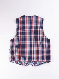 Navy/White/Red Plaid Poplin Reversible Vest | Engineered Garments Cheap