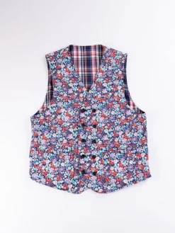 Navy/White/Red Plaid Poplin Reversible Vest | Engineered Garments Cheap