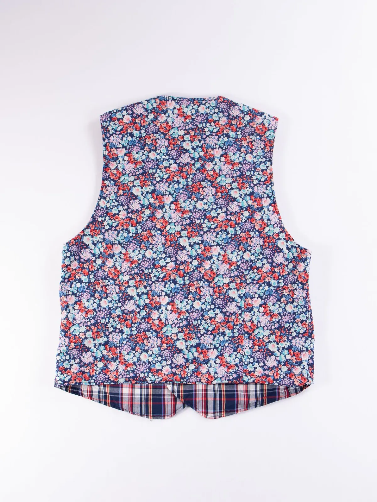 Navy/White/Red Plaid Poplin Reversible Vest | Engineered Garments Cheap