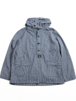 (1105–ICI) NAVY PARKA INDIGO CHECK | Post O’alls Store