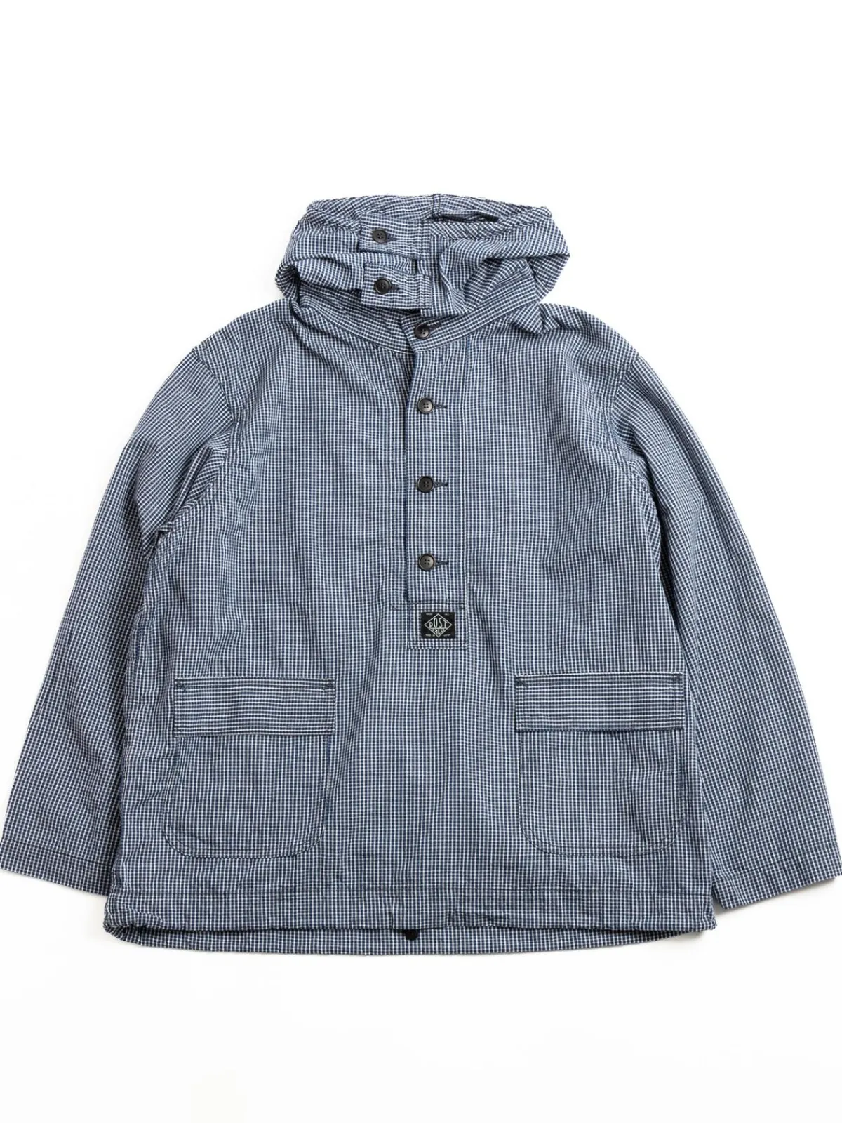 (1105–ICI) NAVY PARKA INDIGO CHECK | Post O’alls Store