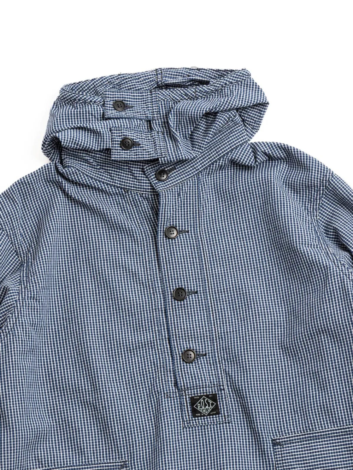 (1105–ICI) NAVY PARKA INDIGO CHECK | Post O’alls Store