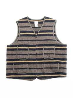(1502&ndash;TWN) FLEECE VEST TRASHED WOOL NAVY STRIPE | Post O&rsquo;alls Best Sale