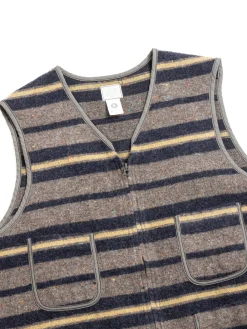 (1502&ndash;TWN) FLEECE VEST TRASHED WOOL NAVY STRIPE | Post O&rsquo;alls Best Sale