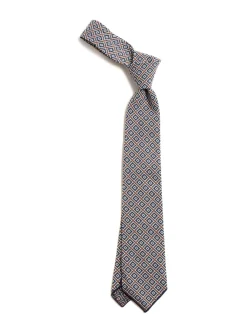 NECK TIE NAVY BROWN COTTON SQUARE JACQUARD | Engineered Garments Fashion