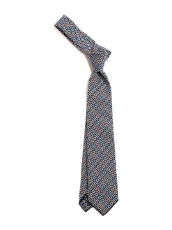 NECK TIE NAVY BROWN COTTON GEO JACQUARD | Engineered Garments New