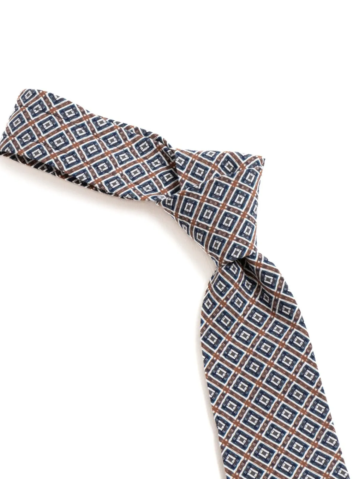 NECK TIE NAVY BROWN COTTON SQUARE JACQUARD | Engineered Garments Fashion
