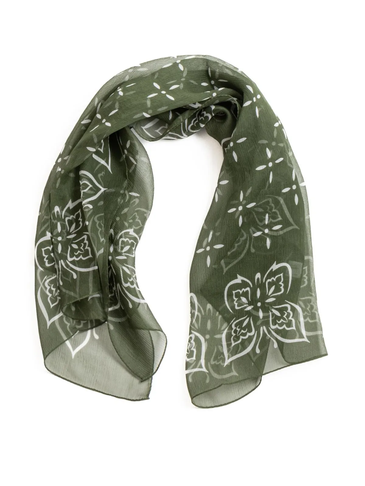 SCARF SILK CREPE PAPILLON OLIVE | Needles Fashion