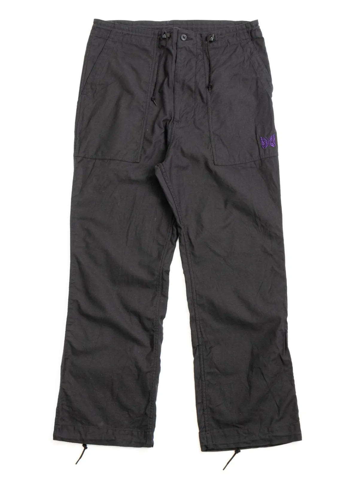 STRING FATIGUE PANT BACK SATEEN BLACK | Needles Clearance